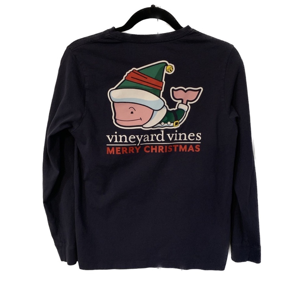 Excellent Condition Boys Vineyard Vines Boys LS Elf Whale tee Navy L